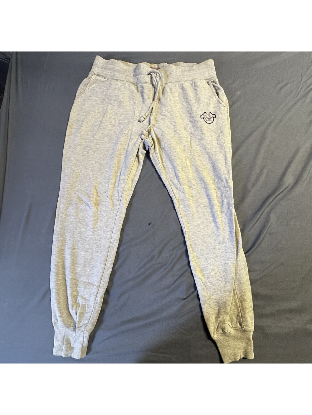 True Religion Grey Fleece Horseshoe Logo Drawstring Jogger Pants Large